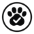 Circle icon with dog paw  check mark inside-1-1