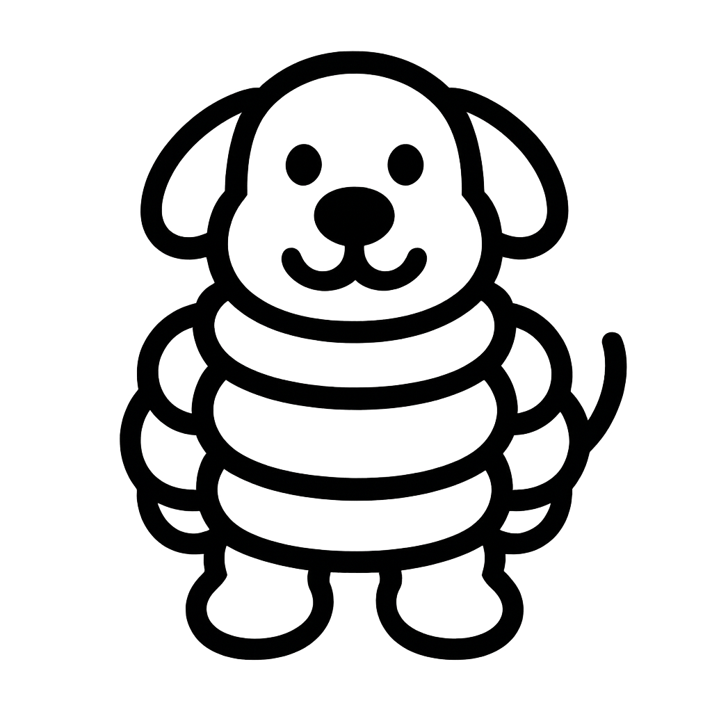 Michelin man style dog black outline icon
